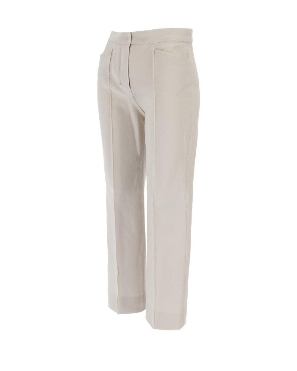 Max Mara Gray Straight Flat Front Pants