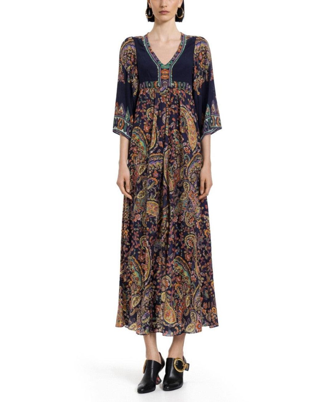 Etro Multicolor Paisley Round Neck Maxi Dress