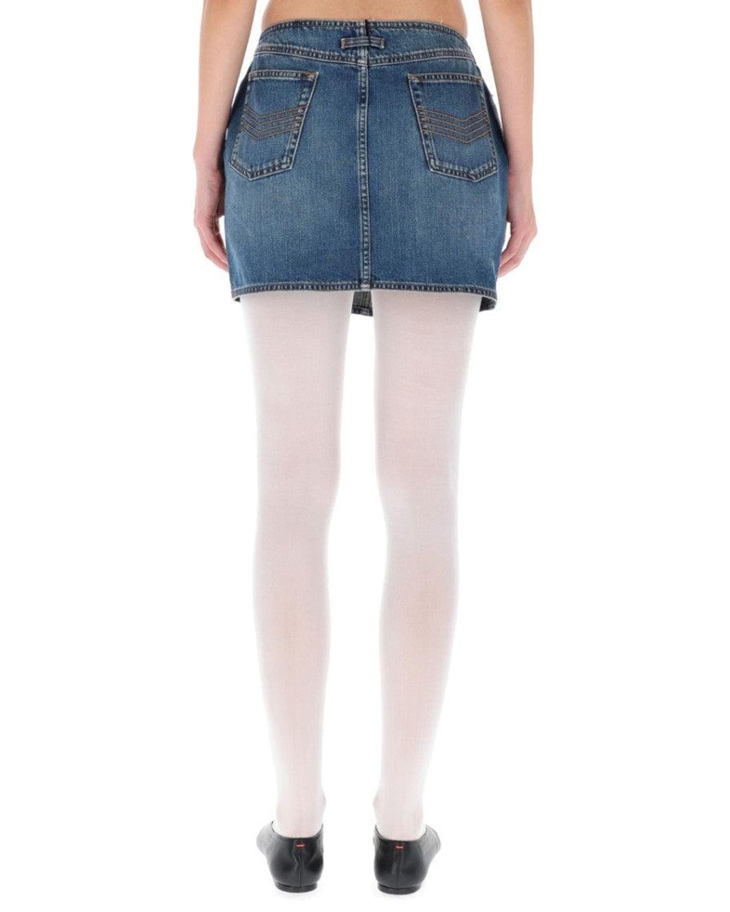 Jean Paul Gaultier Blue Denim Solid Mini Skirt