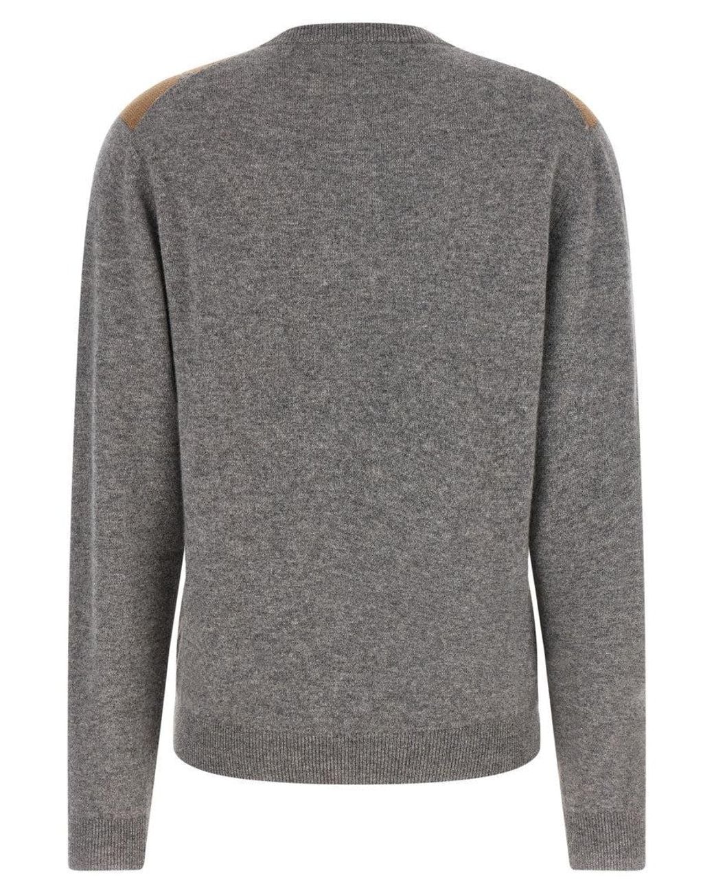 Prada Gray Checks V Neck Sweater