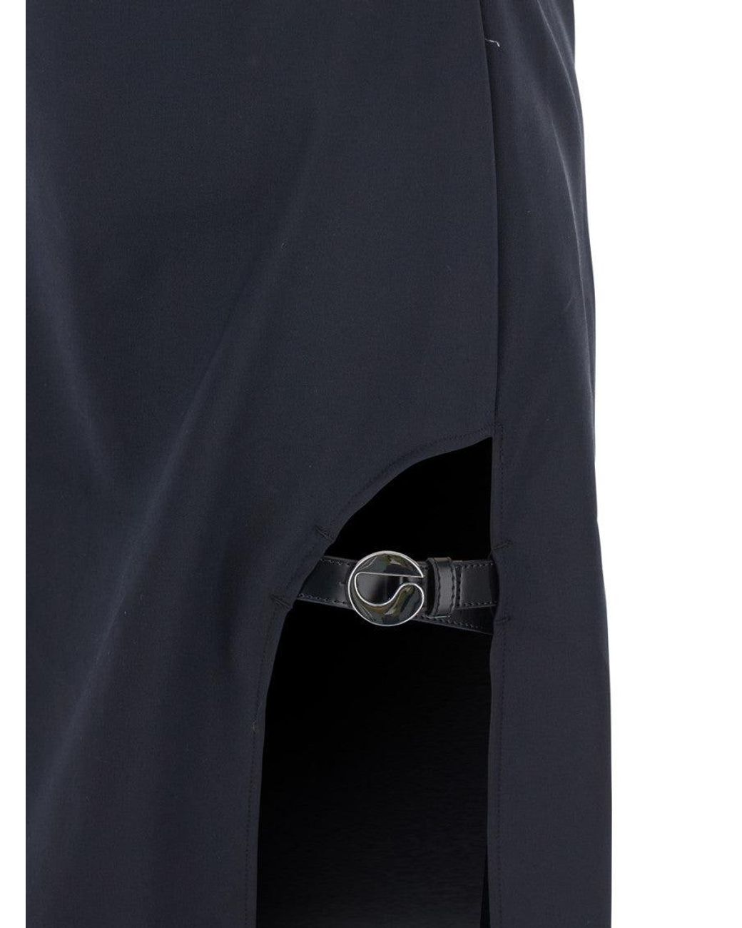 Coperni Blue Long Dress With Thin Straps And Side Logo Plaque