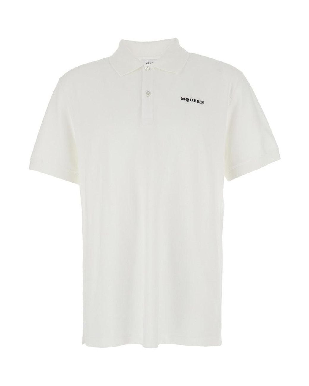 McQueen White Logo Shirt Collar Polo for men
