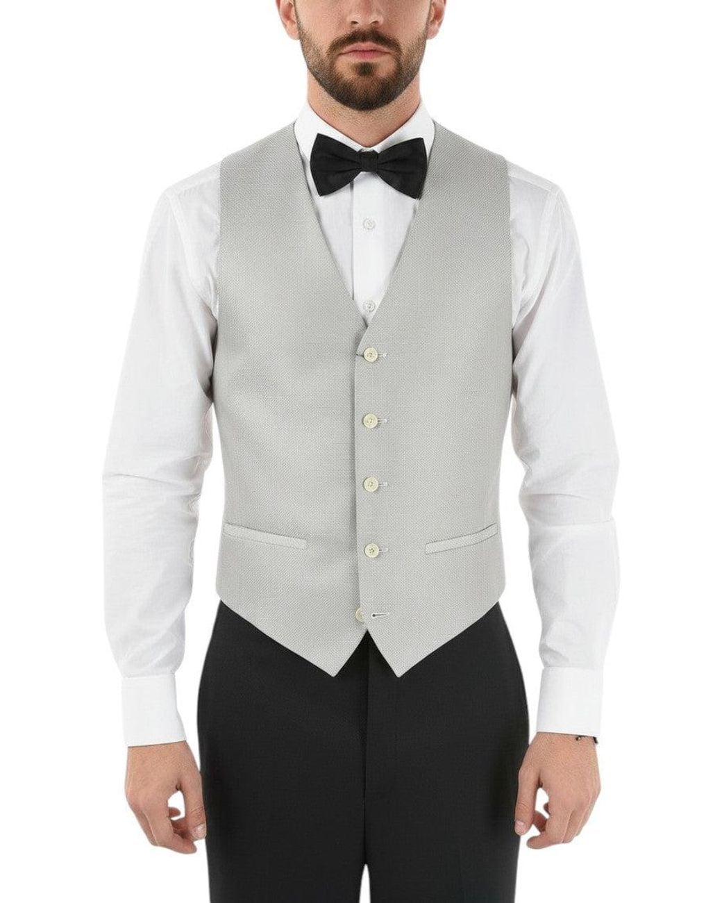 Corneliani White V Neck Waistcoat for men