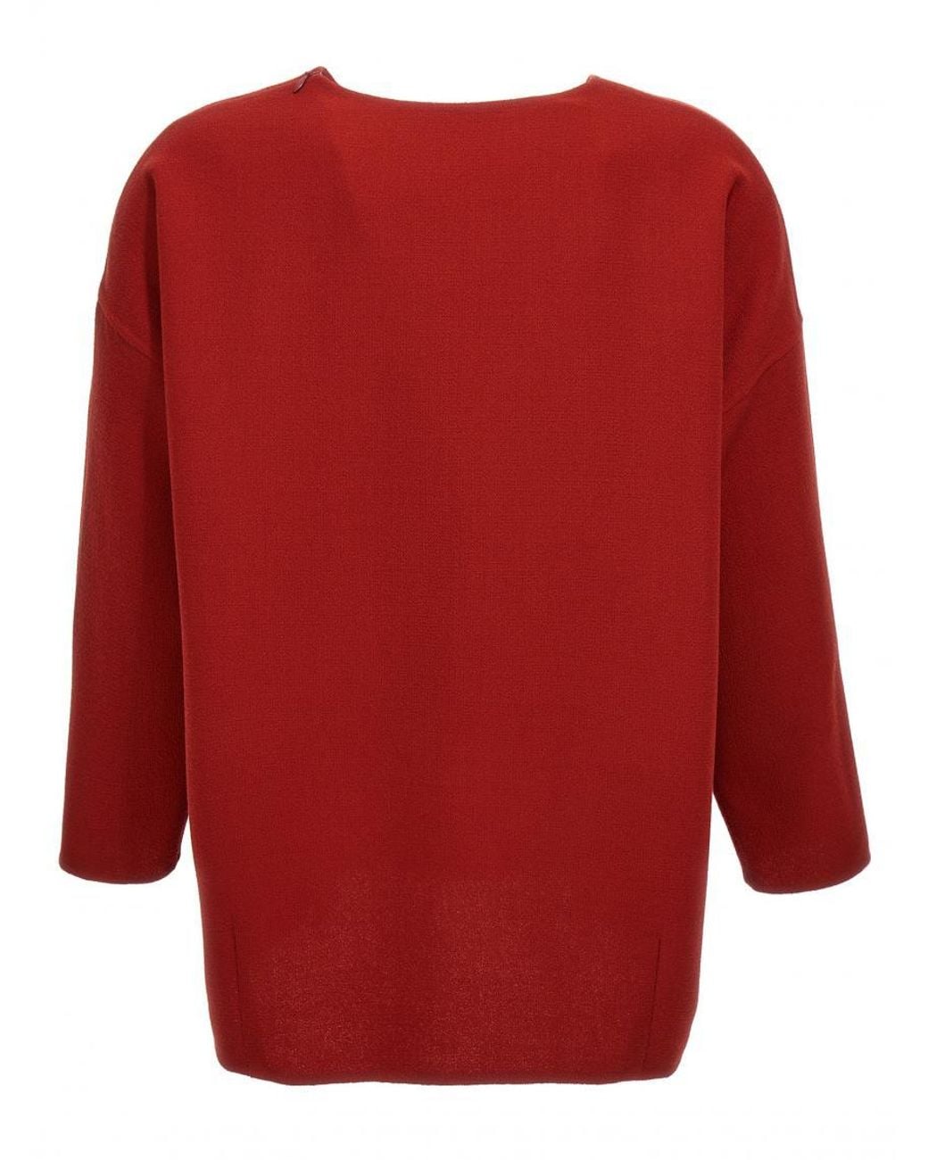 Gianluca Capannolo Red Wool Crewneck Zip Shoulder Top