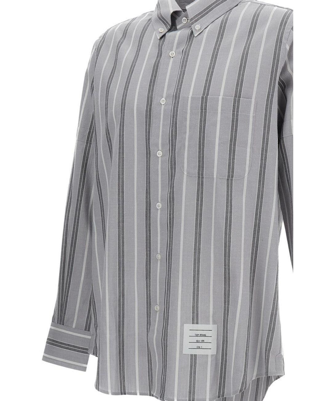 Thom Browne Gray Regular Stripes Shirts for men