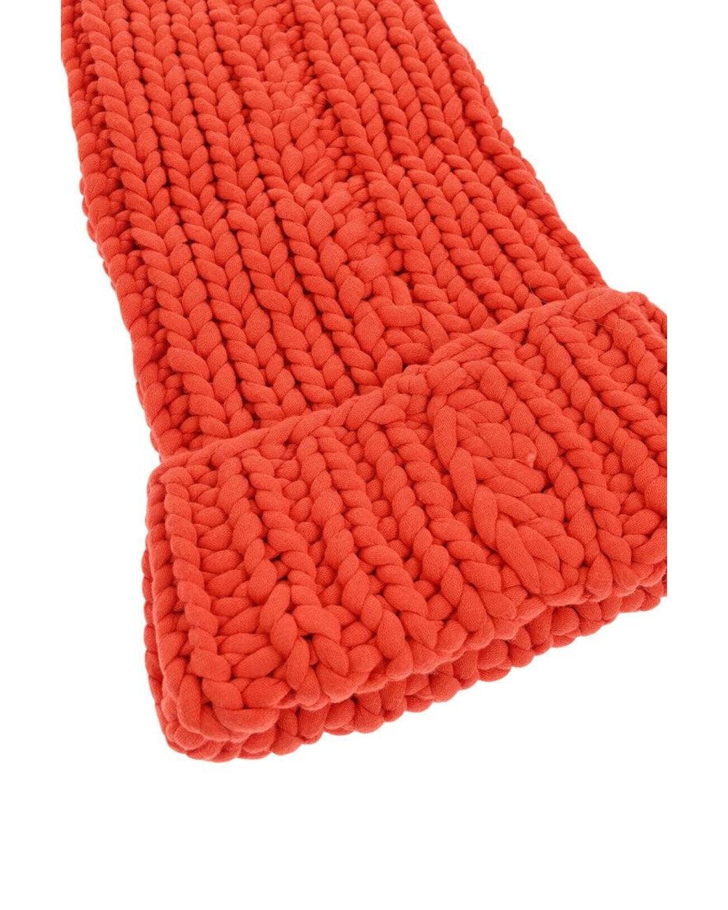DSquared² Red Maxi Knitted Beanie Cap