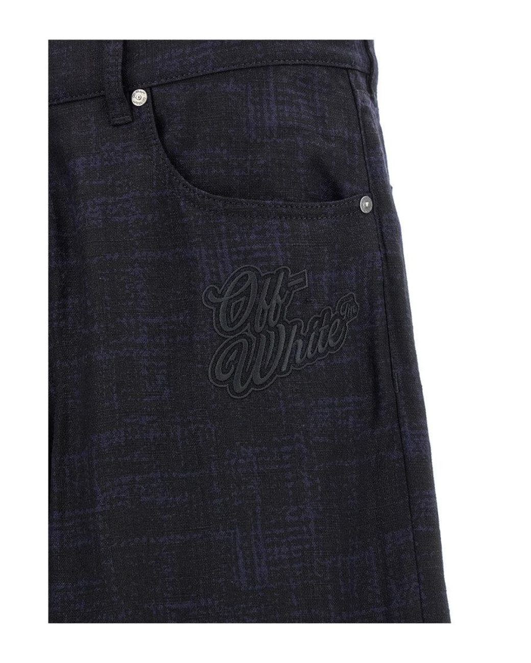 Off-White c/o Virgil Abloh Blue 90S Logo Straight Leg Cargo Pants for men