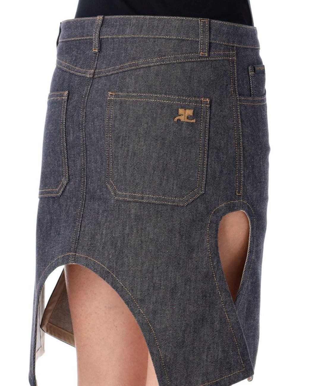 Courreges Black Asymmetric Mini Skirt