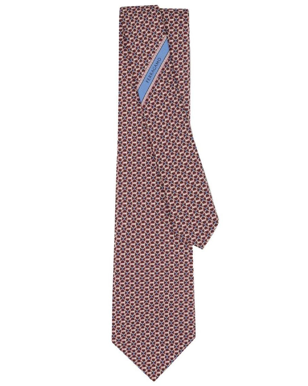 Ferragamo Purple Gancini Geometric Pattern Tie for men