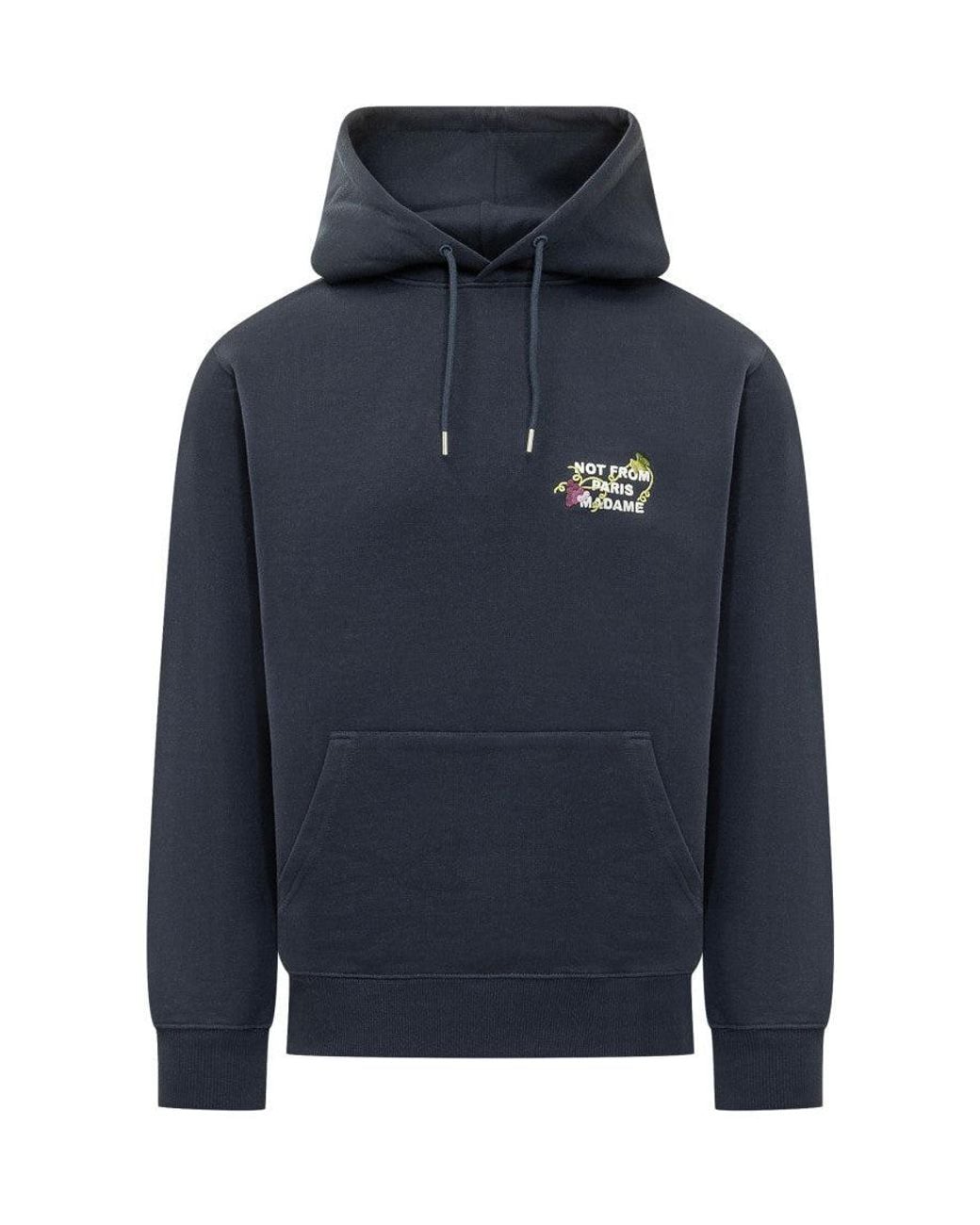 Drole de Monsieur Blue Embroidered Hoodie for men
