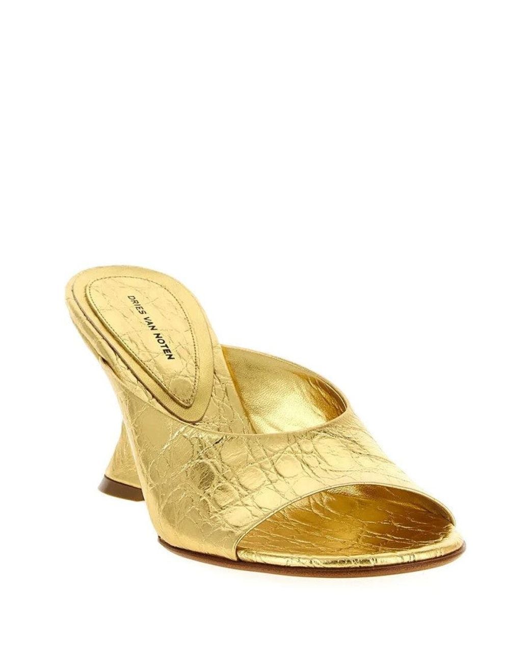 Dries Van Noten Metallic Golden Leather Pumps