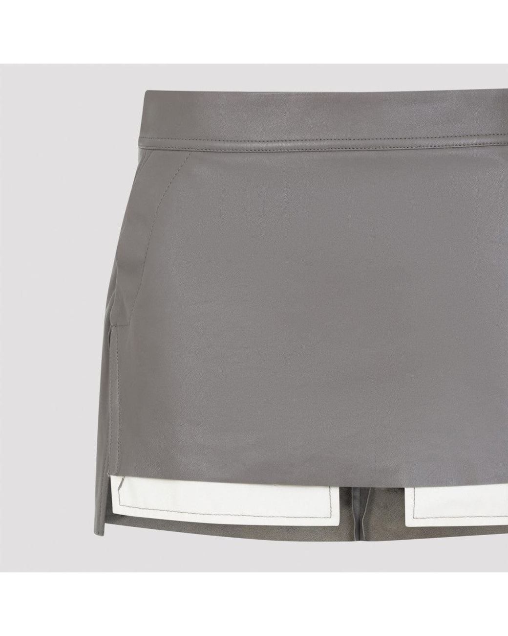 Rick Owens Gray Leather Skirt
