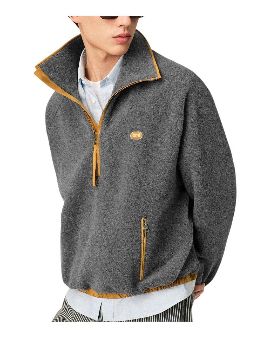 AMI Gray Half Zip Sweatshirt