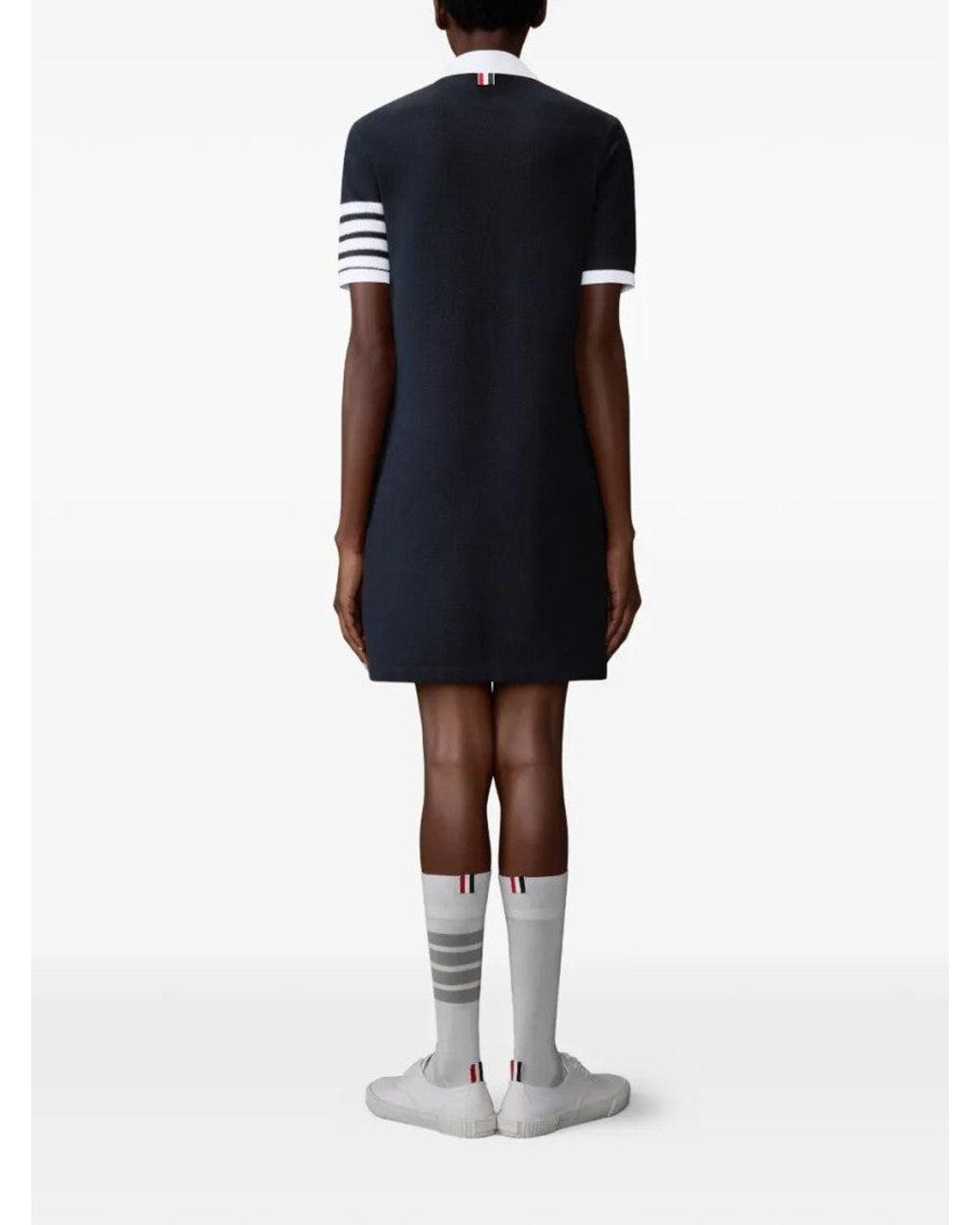 Thom Browne Blue 4-Bar Cotton Piqué Polo Dress