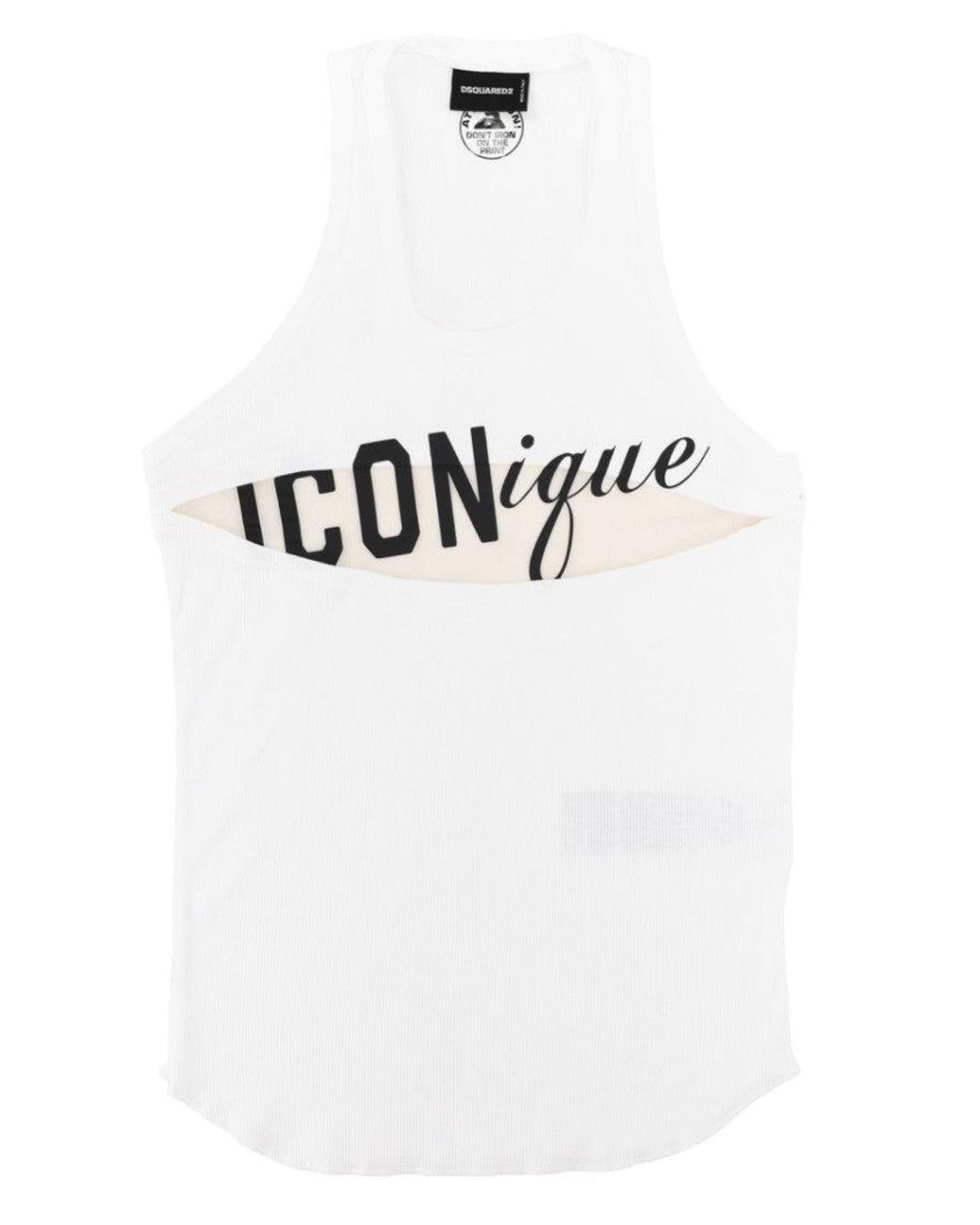 DSquared² White Graphic Round Neck Top for men