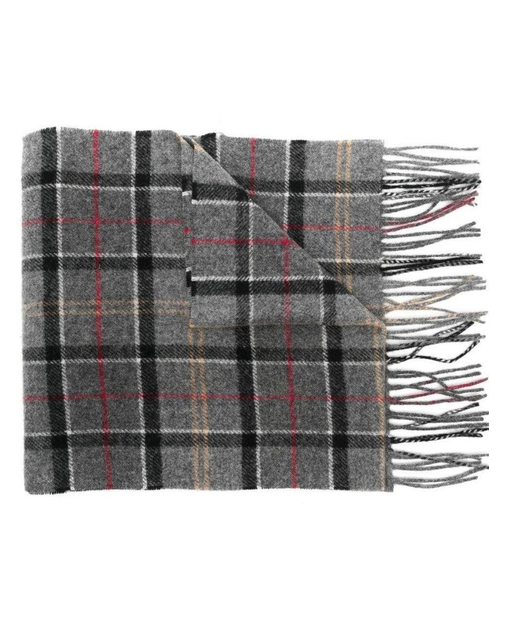 Barbour Gray Check Tartan Scarf for men