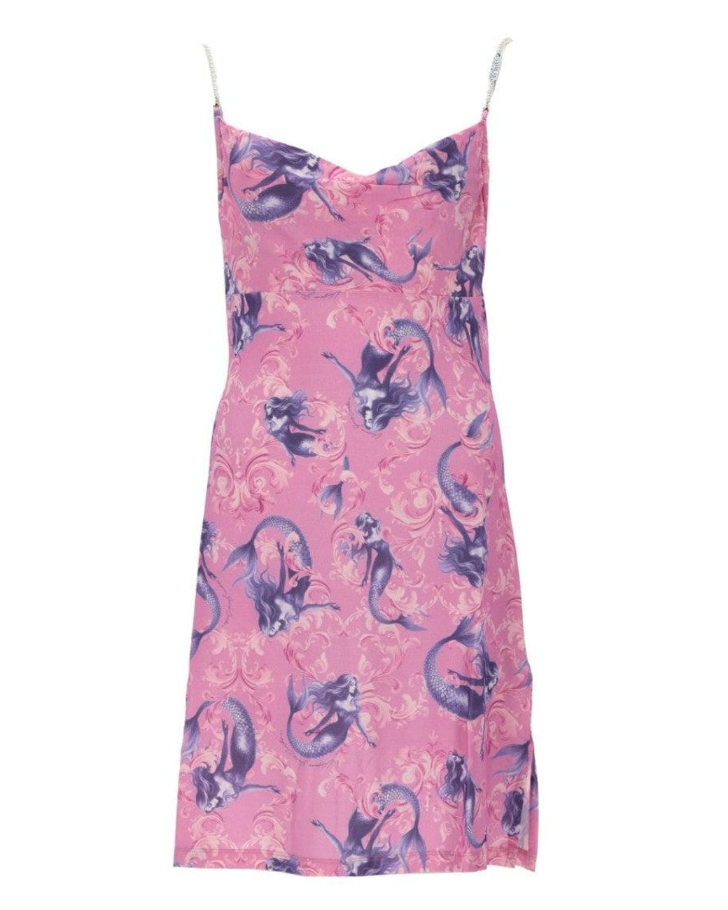 Versace Jeans Couture Purple Printed V Neck Mini Dress