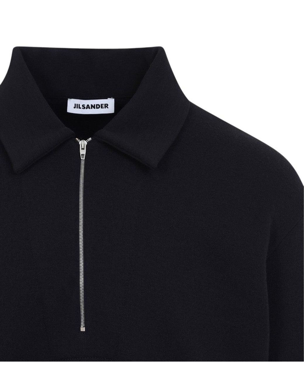 Jil Sander Blue Half Zip Sweatshirt for men