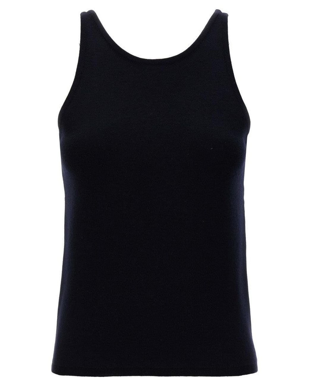 Max Mara Black Solid Round Neck Top