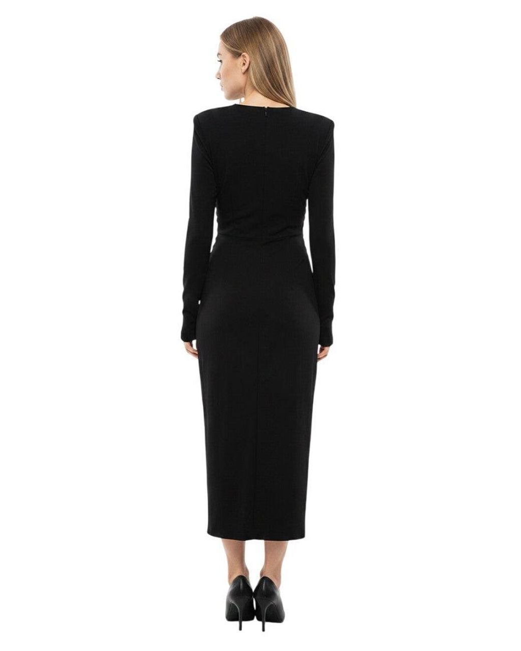 Balmain Black Embellished Round Neck Midi Dress
