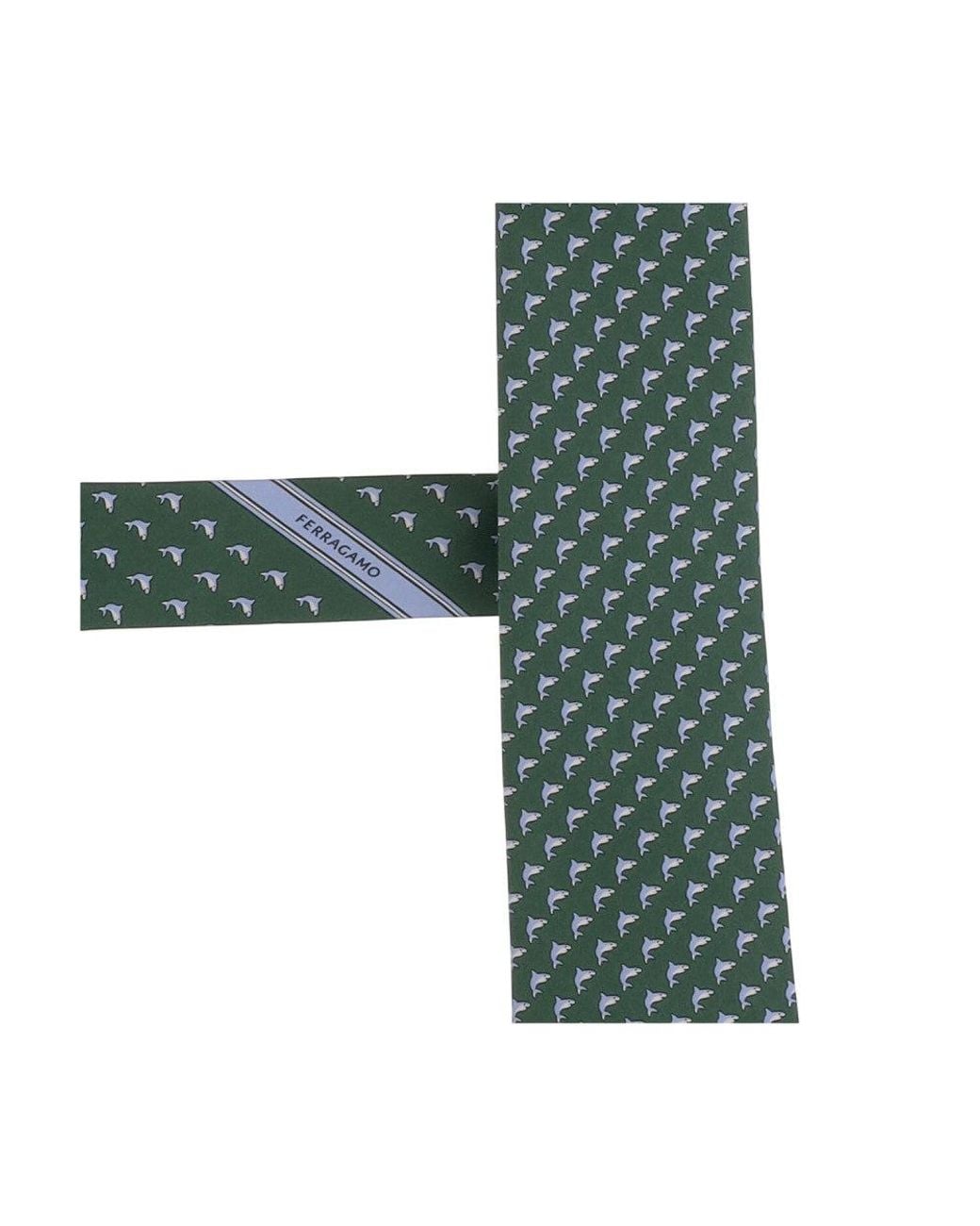 Ferragamo Green Animal Print Tie for men