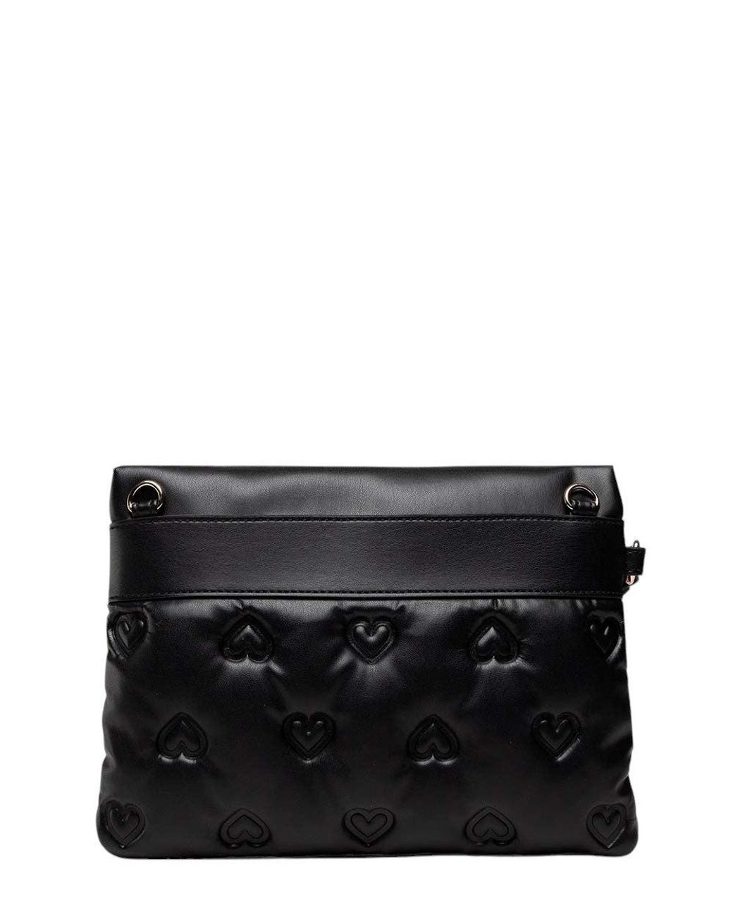 Love Moschino Black Embossed Hearts Medium Crossbody Bag