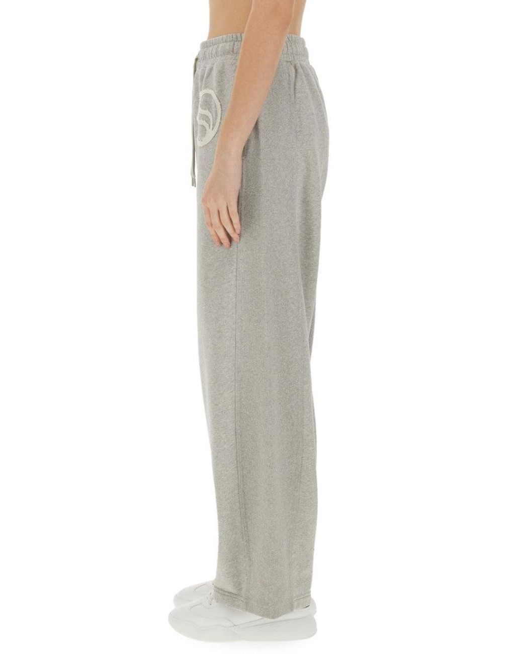 Stella McCartney Gray Wide Leg Cotton Jogging Pants With Subtle Logo