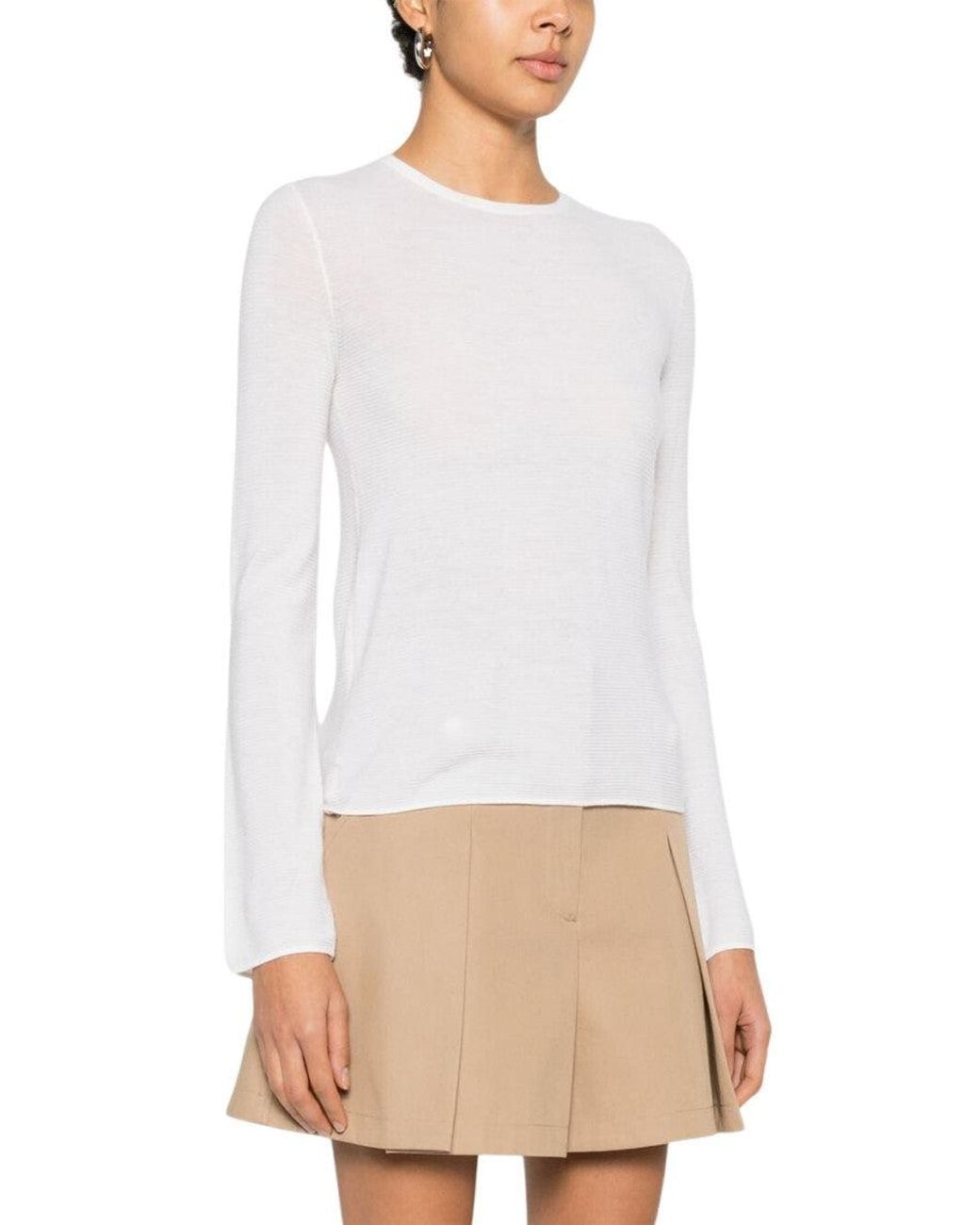 Lisa Yang White Crew Neck Sweater