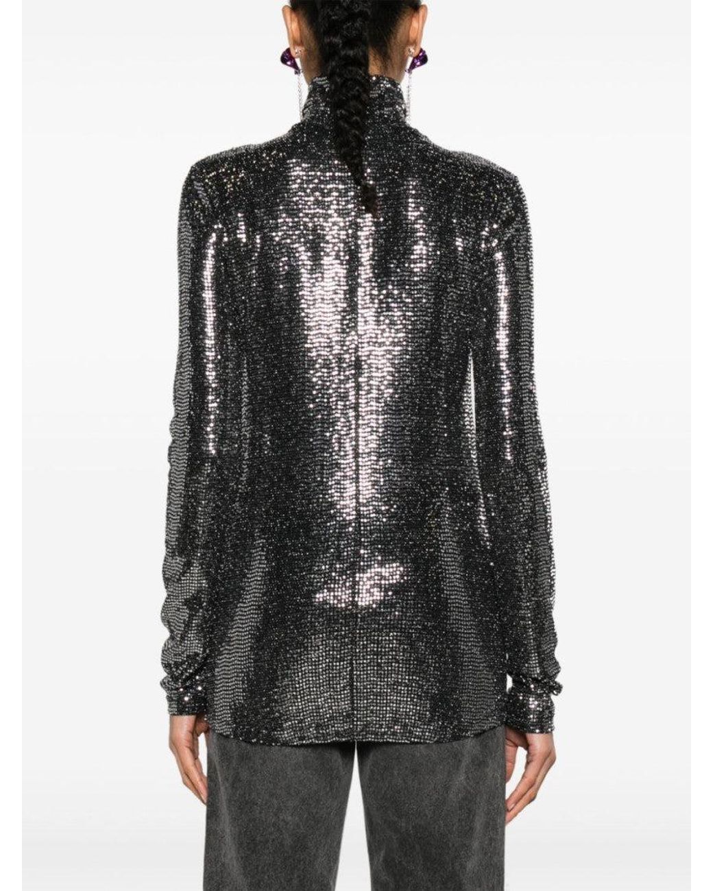 Isabel Marant Black Joyela Shiny High-Neck Top