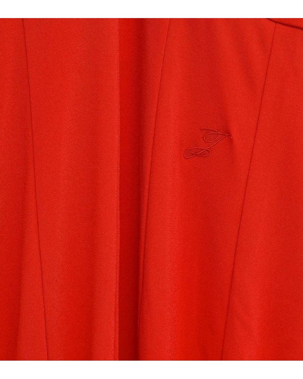 Jacquemus Red Solid Round Neck Midi Dress