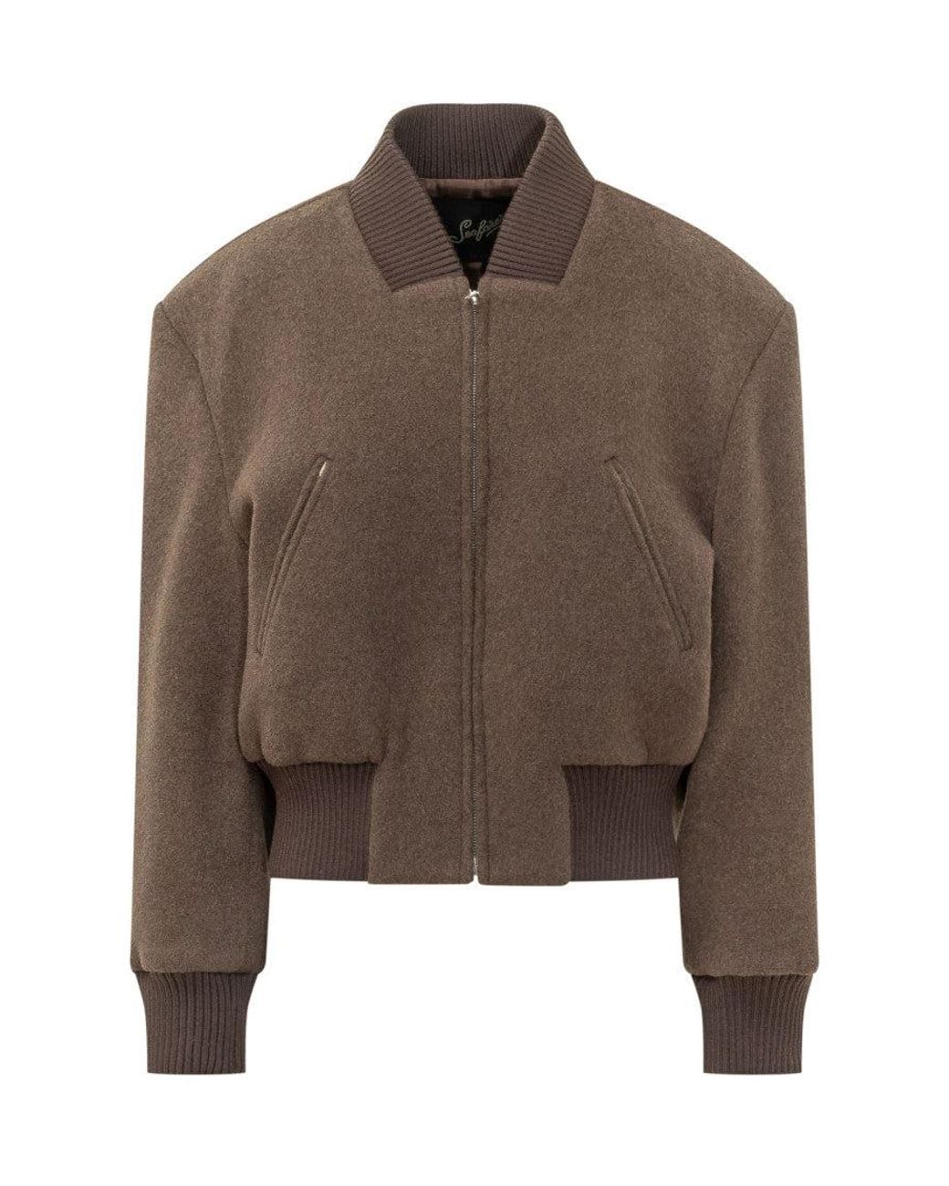 Seafarer Brown Solid Band Collar Jacket