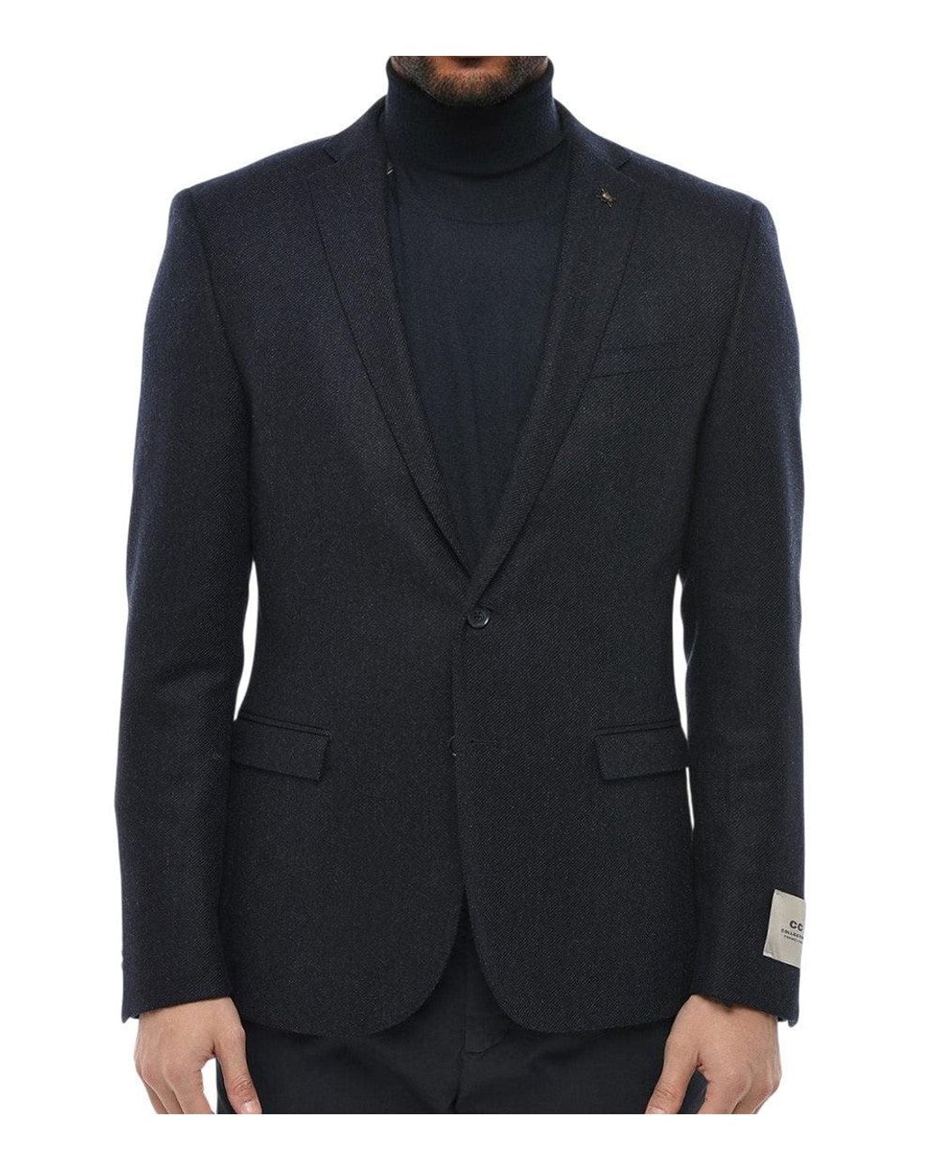 Corneliani Blue Notched Lapel Blazer for men