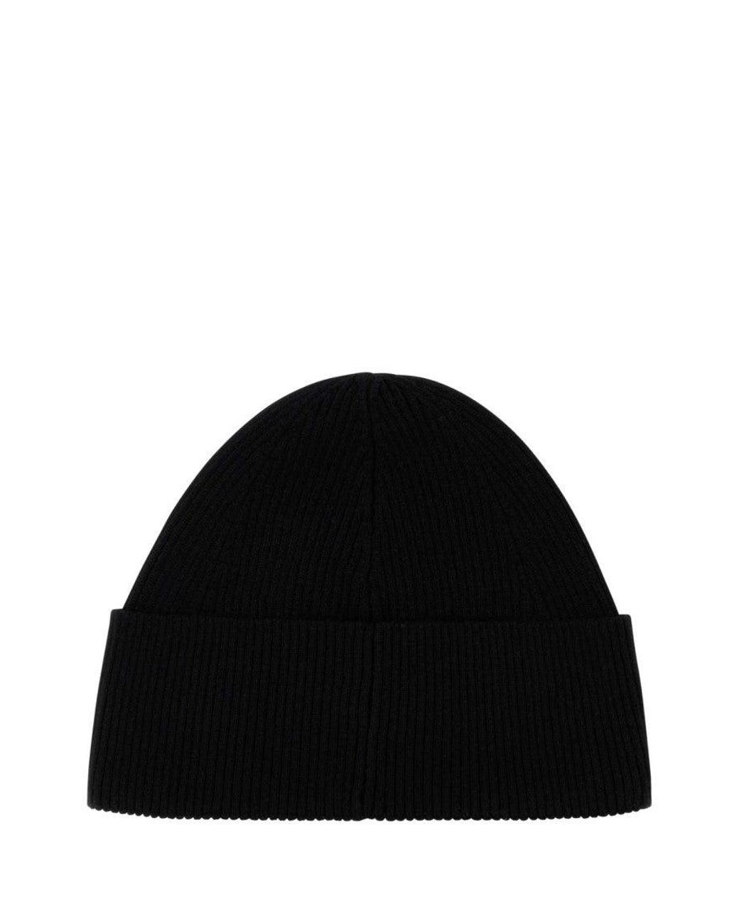 Saint Laurent Black Logo Beanie Cap