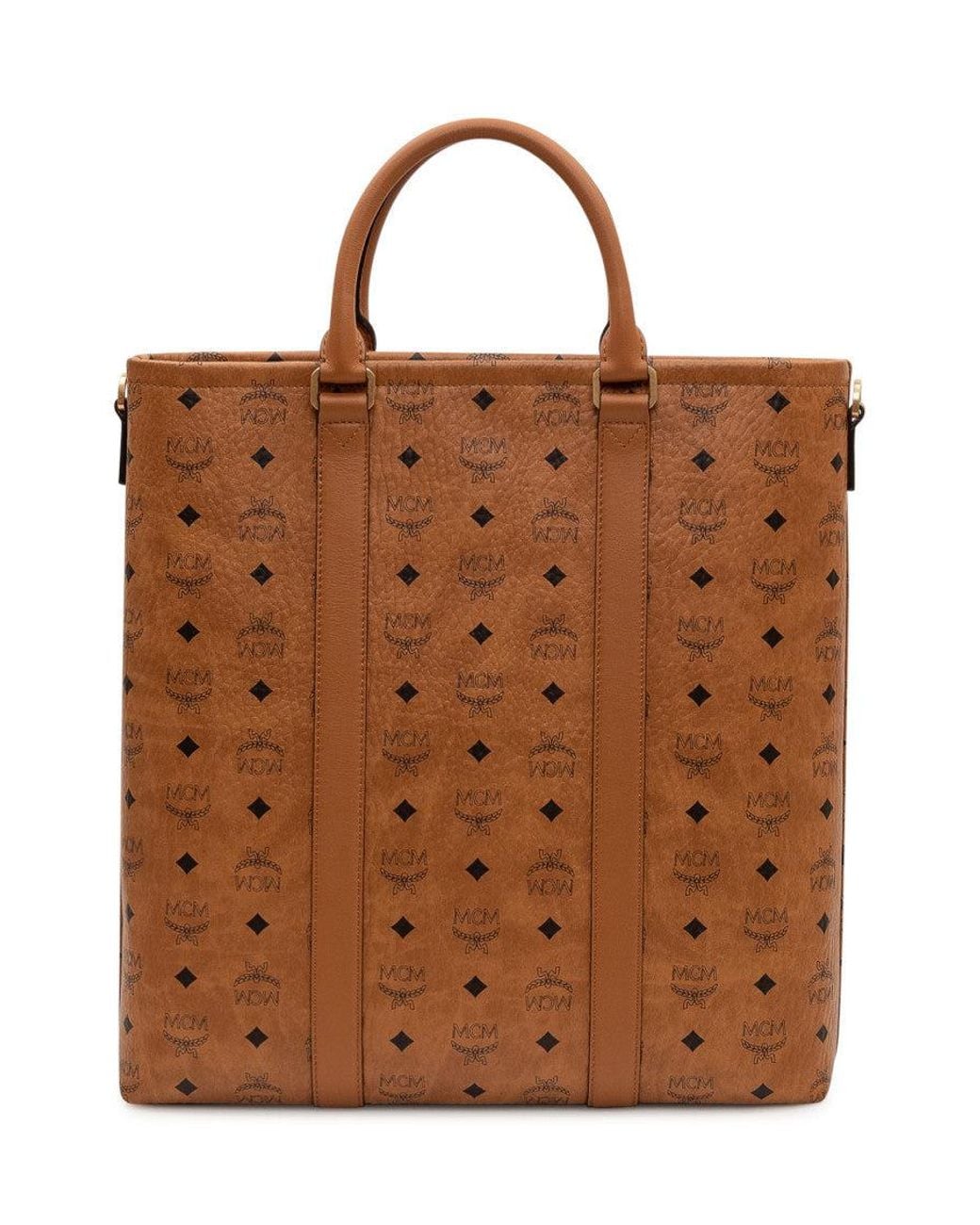 MCM Brown Aren Top Zip Large Tote