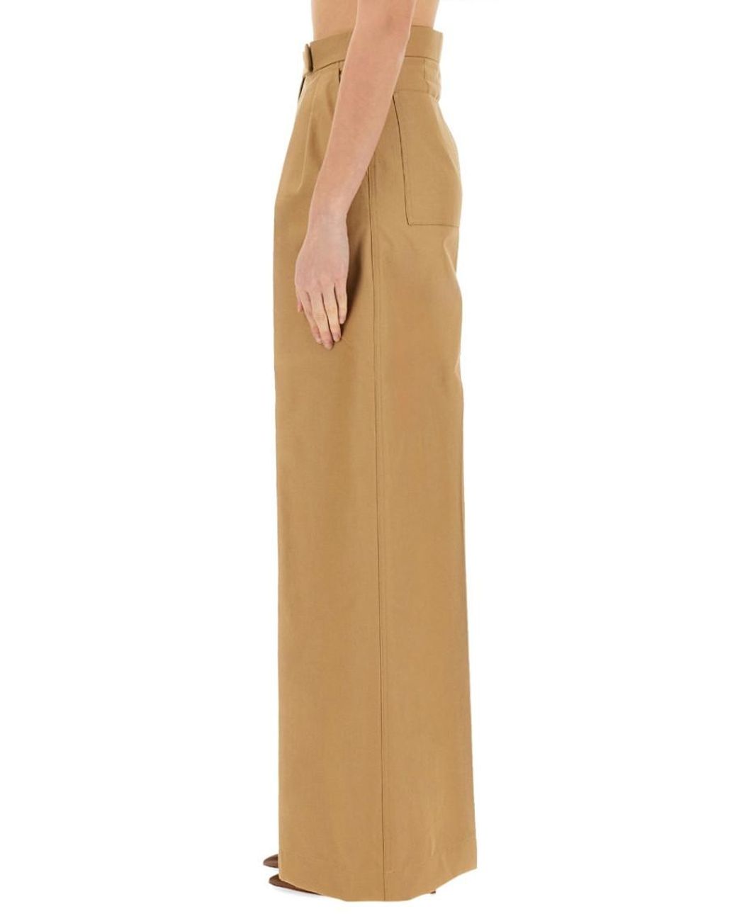 Max Mara Natural Flared Pleated Pants