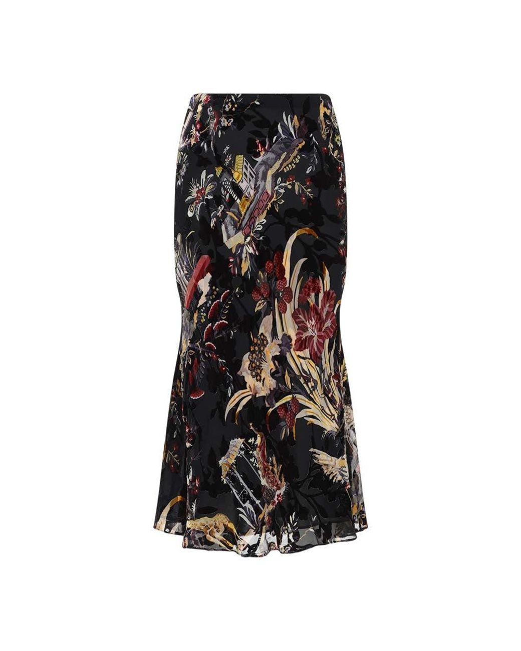 Etro Black Floral Maxi Skirt