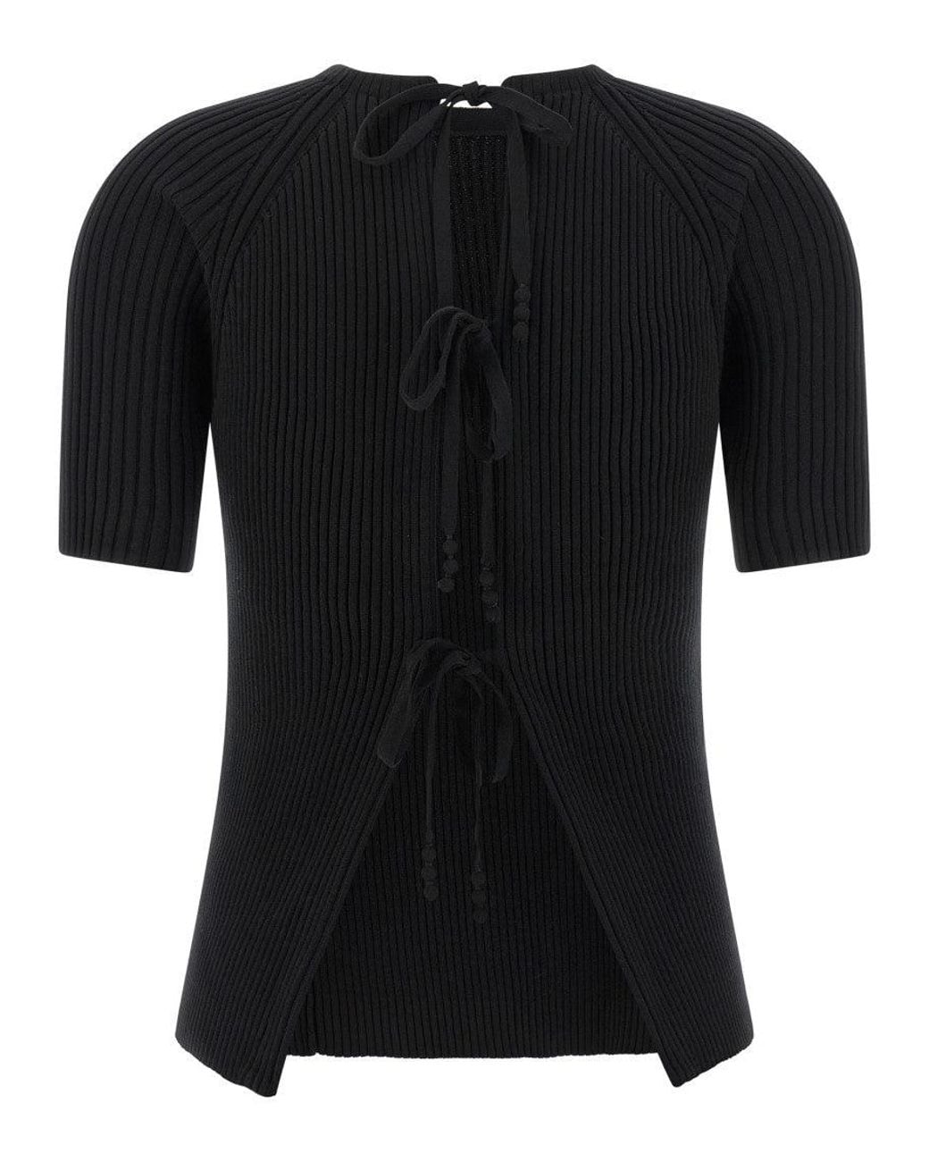 Tory Burch Black Ribbed Cotton Pullover