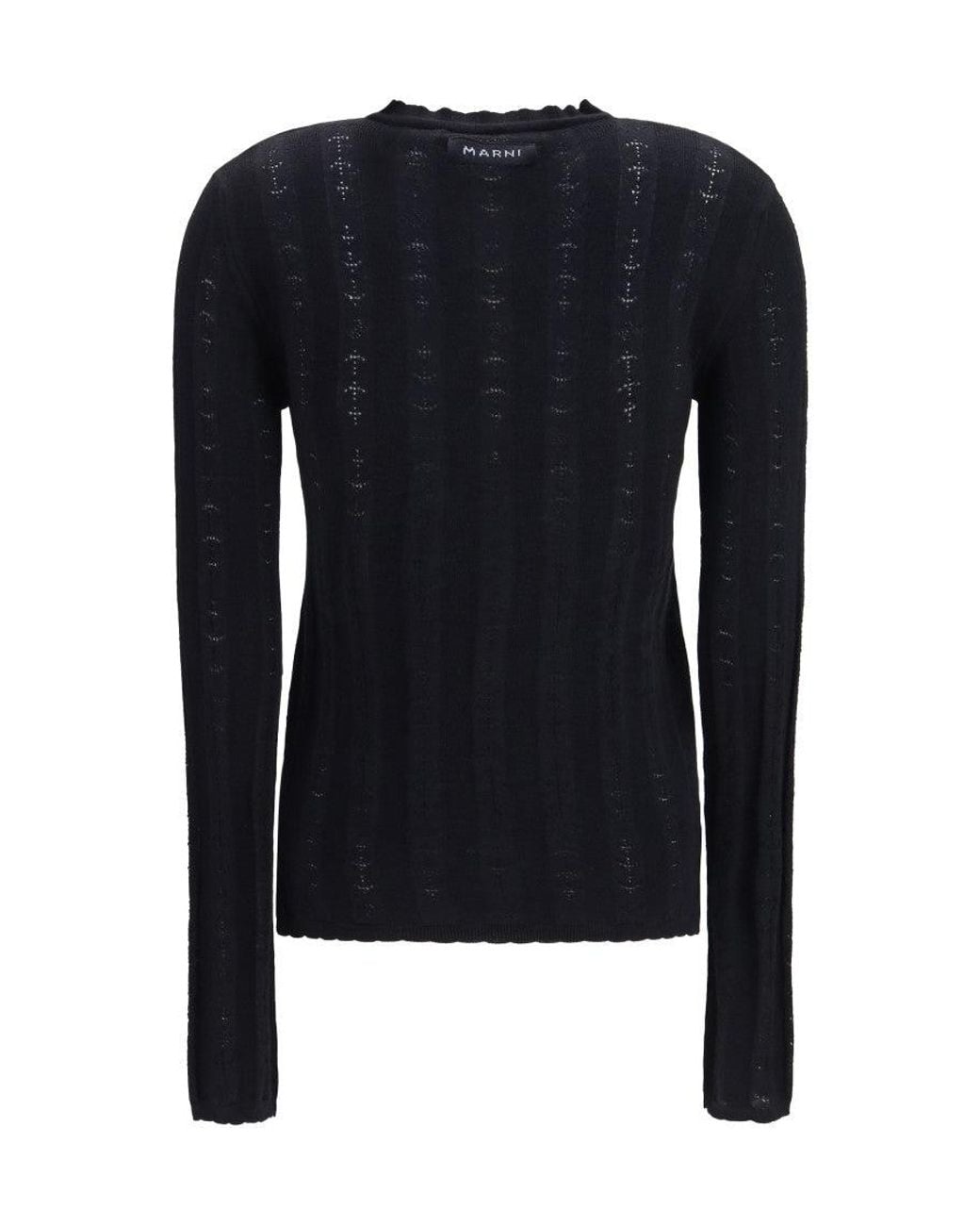 Marni Blue Knitted Round Neck Cardigan