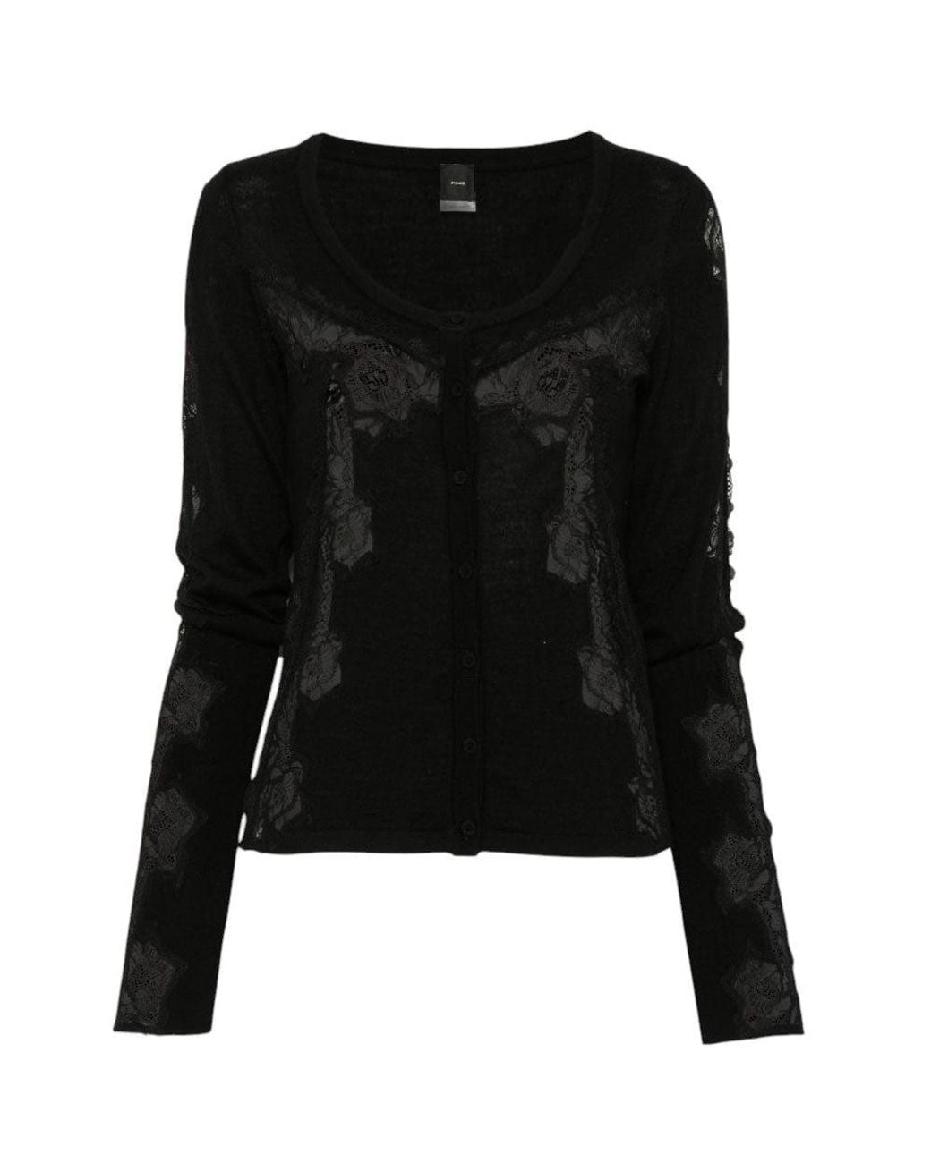 Pinko Black Floral Round Neck Sweater