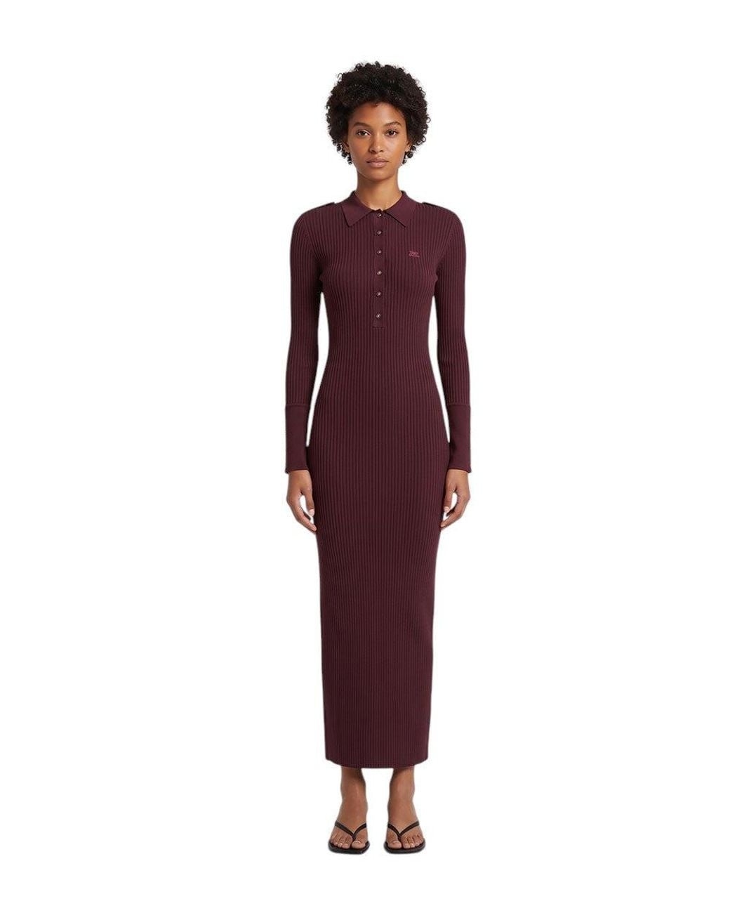 Courreges Purple Shirt Collar Maxi Dress