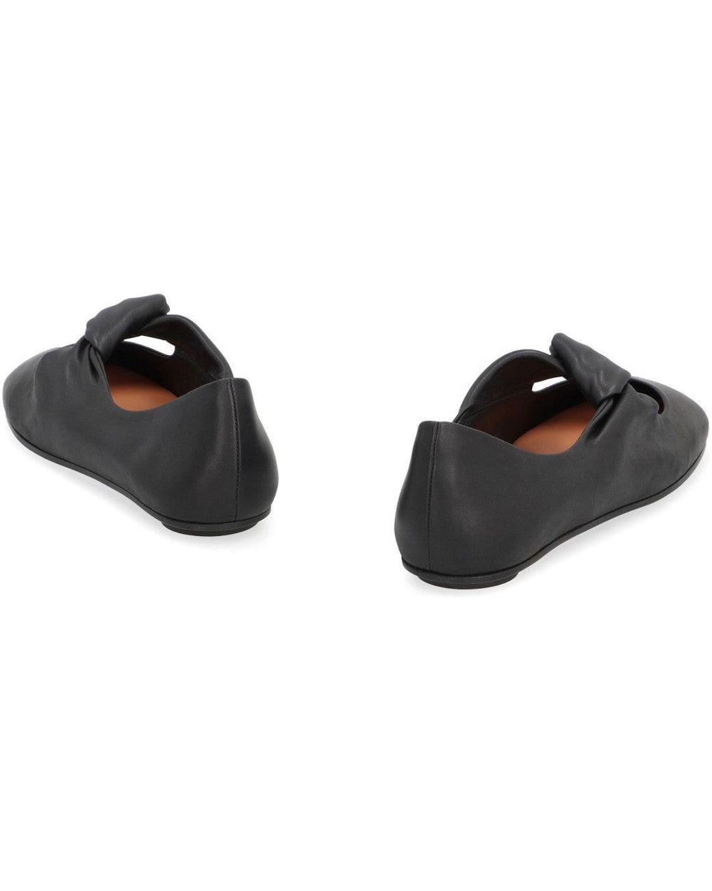 McQueen Black Leather Ballet Flats