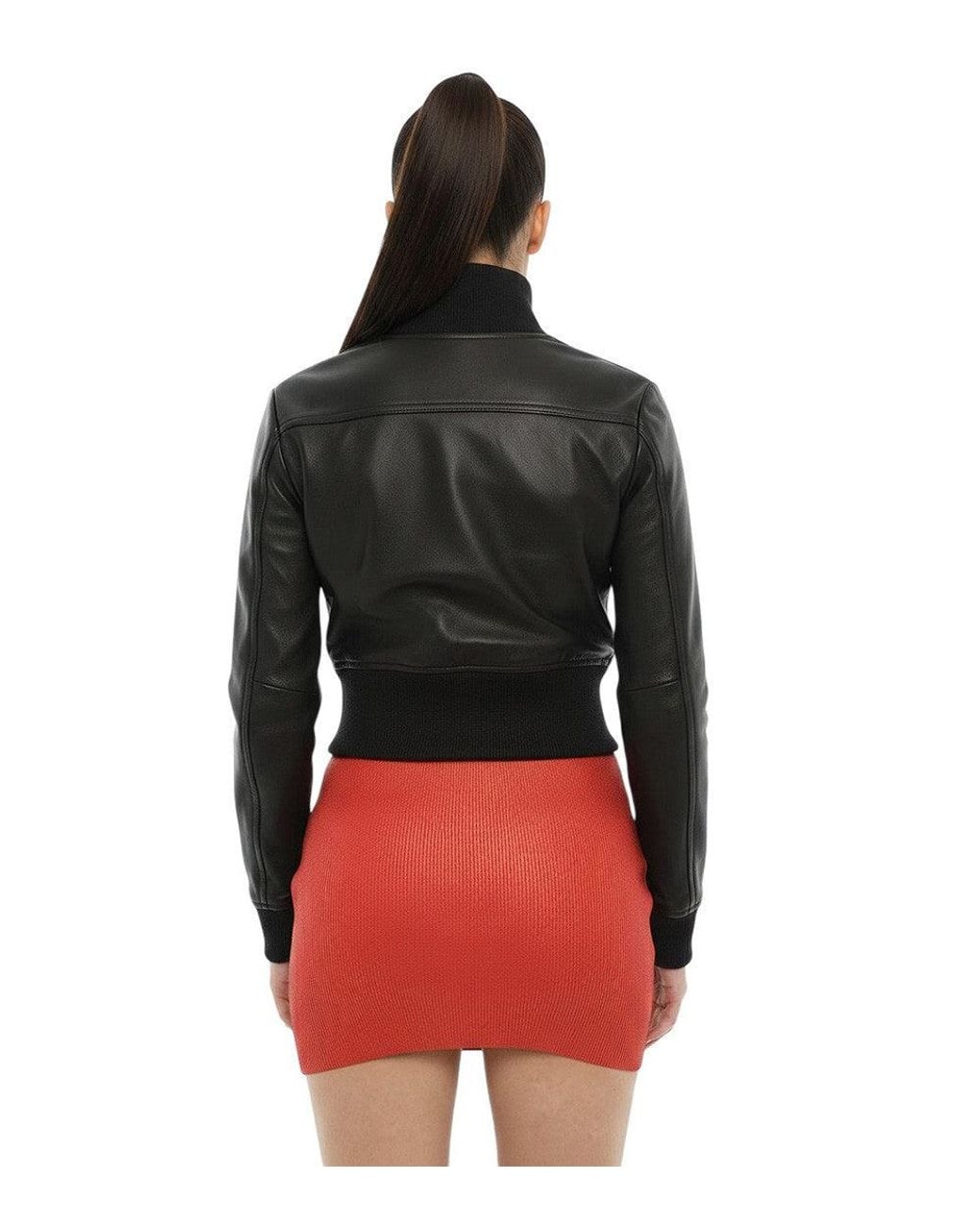 DIESEL Red Solid Mock Collar Jacket
