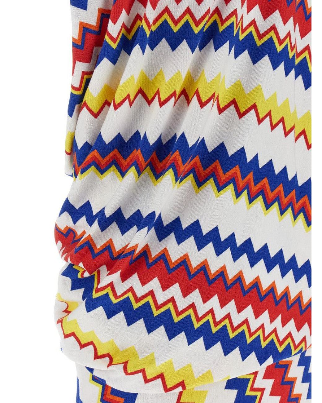 Missoni Blue Zigzag Pattern Peplos Minidress With Draped Front