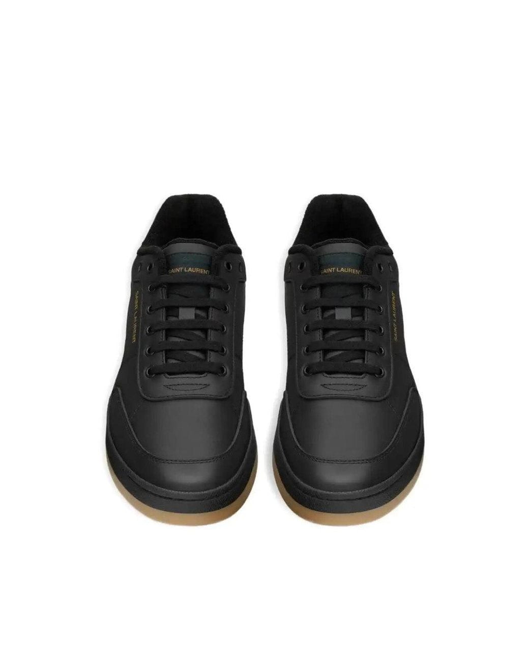Saint Laurent Black Logo Leather Sneakers for men