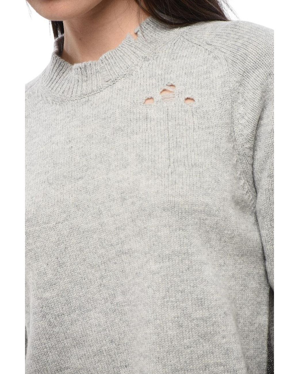 Maison Margiela Gray Distressed Crew Neck Sweater