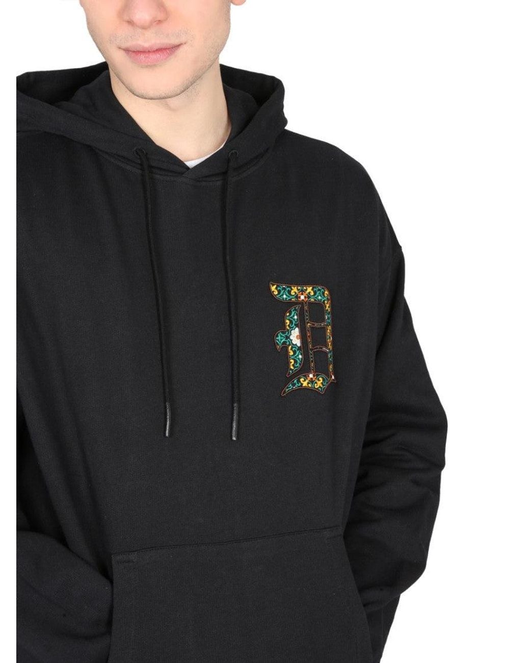 Drole de Monsieur Black Relaxed Logo Hoodie for men