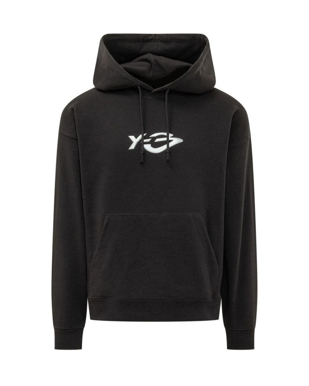 Y-3 Black Relaxed Logo Hoodie for men