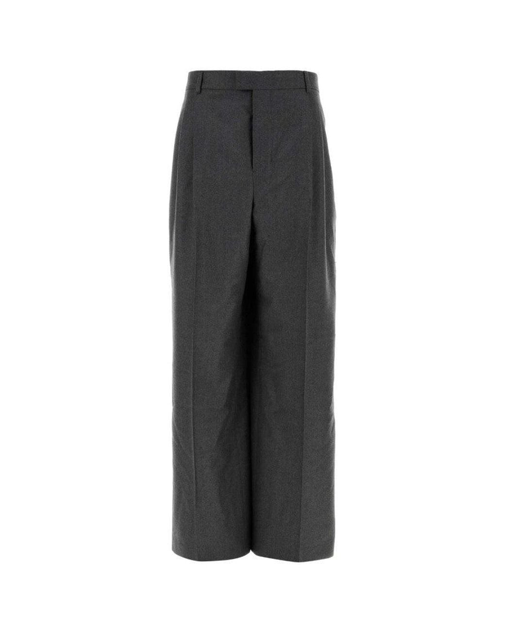 AMI Black Wide Leg Wool Trousers for men