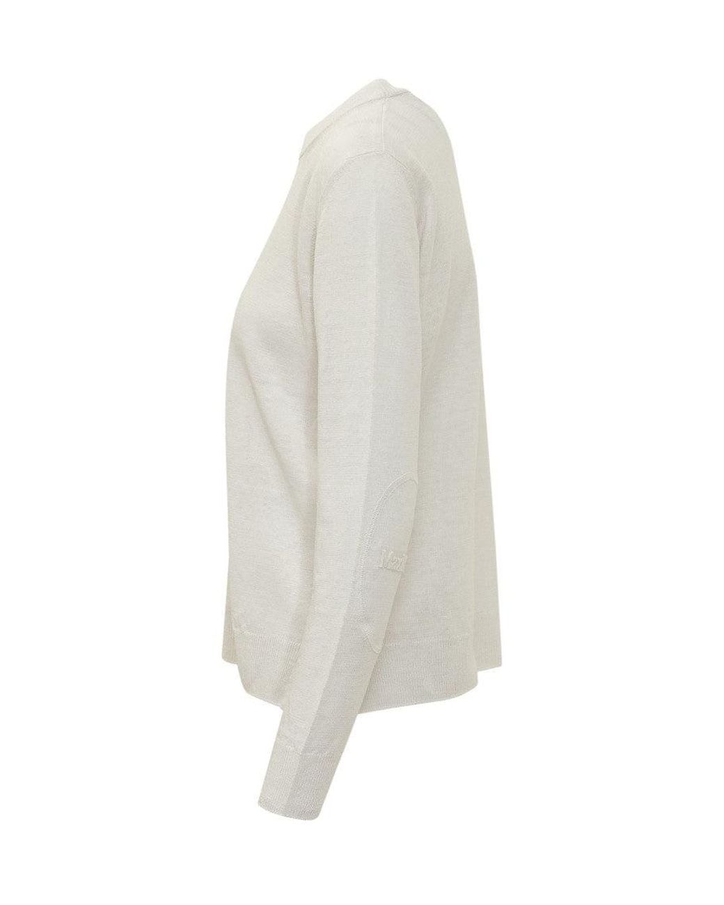 Max Mara White Solid Crew Neck Sweater