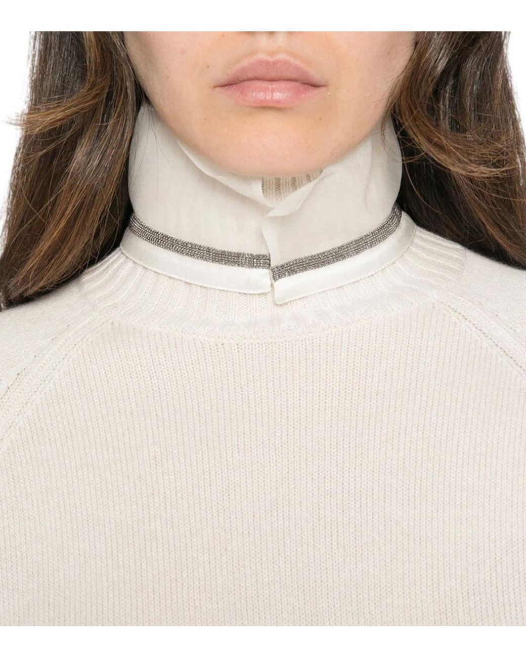 Brunello Cucinelli White Turtle Neck Sweater